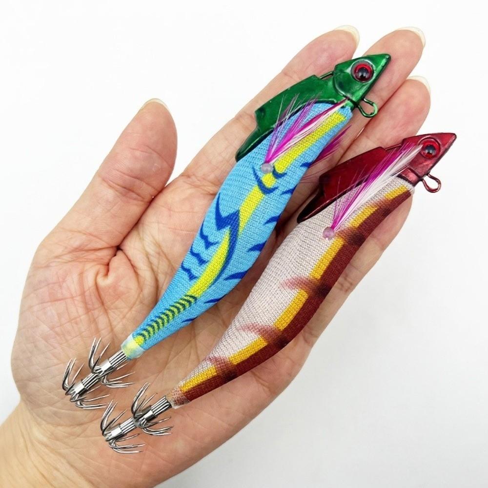 39g Weight Wooden Fishing Lure 13.4cm Length Shrimp Squid Lure Glow Fishing Lure Saltwater Fishing