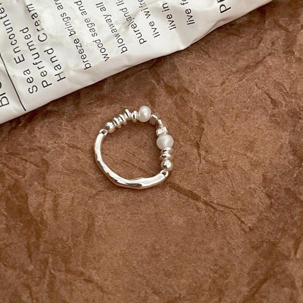 Double Layered Imitation Pearl Ring Irregular Design Fashionable Elegant Opening Tassels Ring Women s Wedding Party Jewelry Gift