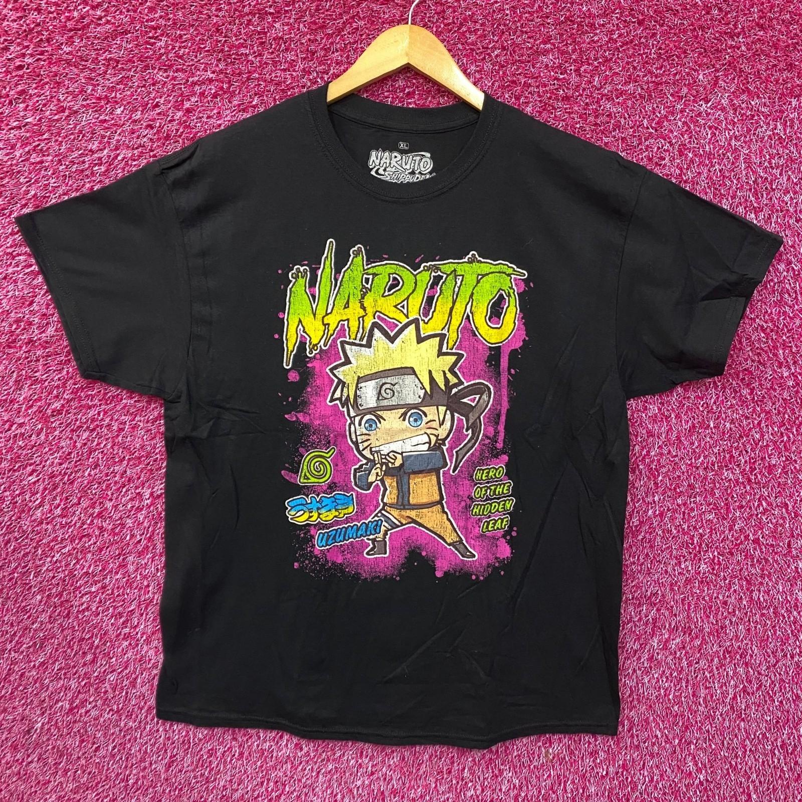 Naruto Shippuden Naruto Uzumaki Anime Chibi Style 100% Cotton T-shirt Mens Tees Top XL