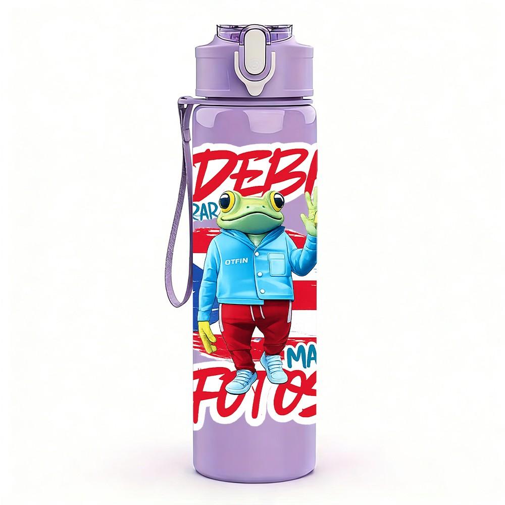 1PC Depi Ratos Graffiti Cartoon Print 750ml Color Plastic Sports Water Bottle Leakproof Flip Straw Lid Suitable for Sports Office Home Use