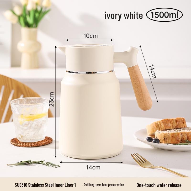 New 316L Stainless Steel Thermos Flask with Red Inner Liner - Large Capacity Warm Household Bottle and Kettle