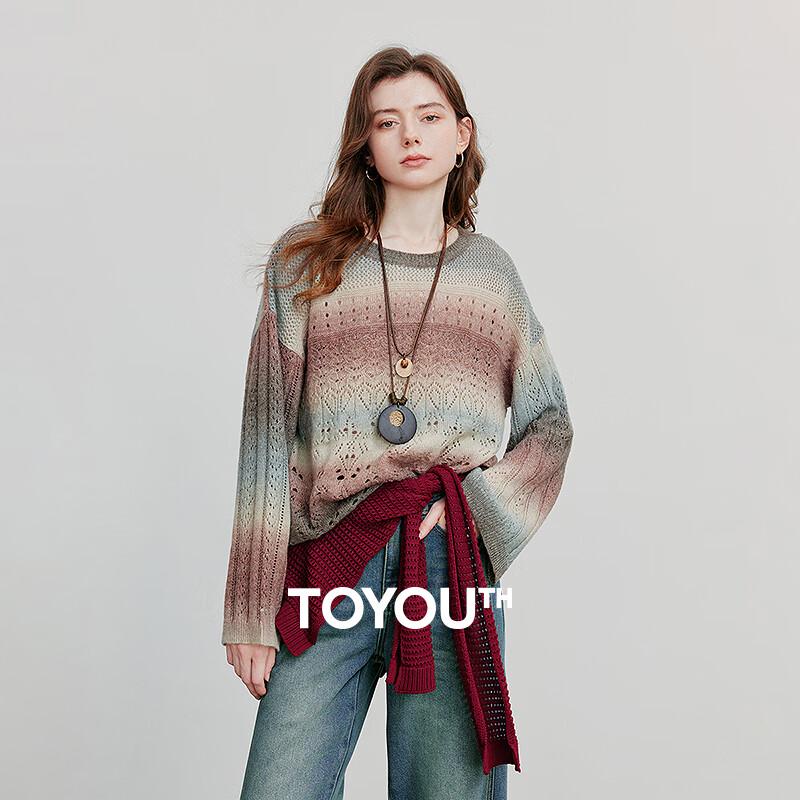 

Chuyu Women s Gradient Round Neck Mohair Blend Knit Sweater L