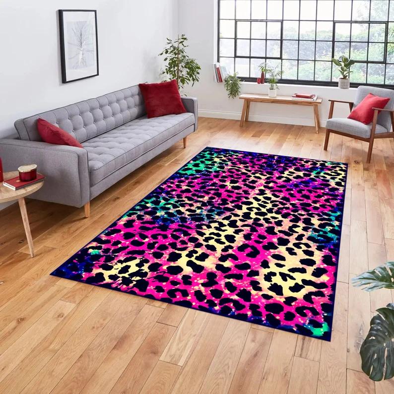 Abstract Wave and Animal Print Rugs Colorful Modern Carpets Floral Designs for Living Rooms Aesthetic Home Decor Floor Mats