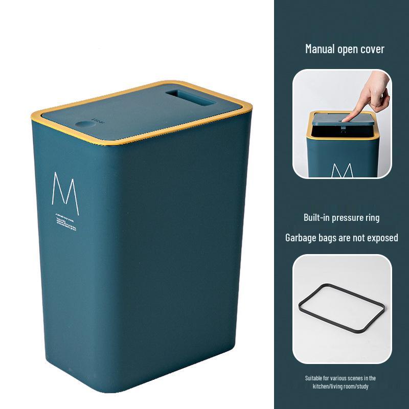 Press-Type Large Household Trash Can with Lid - Bathroom, Kitchen, Crevice Storage, Thickened Waste Paper Basket