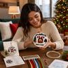 Christmas Holiday Cross for Living Room Decor, Embroidery Decoration