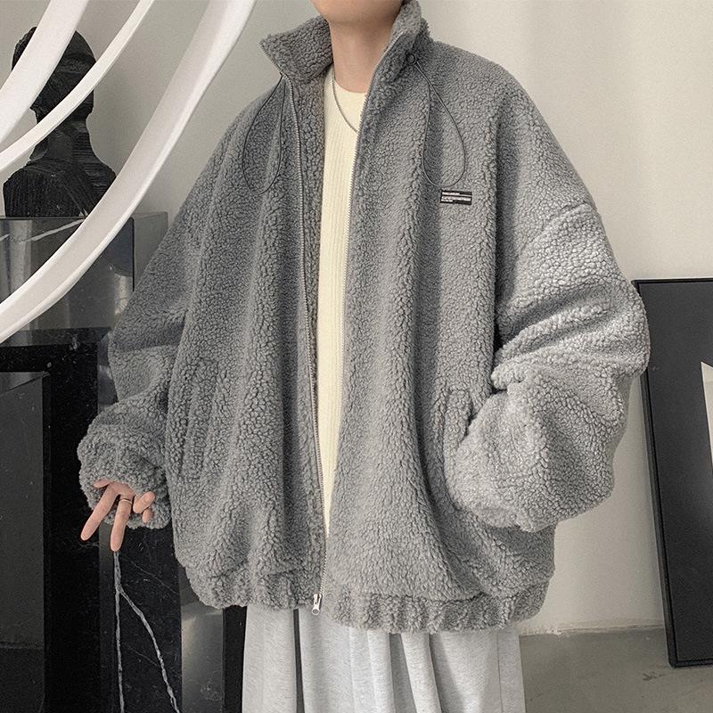 

Мужская куртка из овечьей шерсти со стойкой и хлопковой подкладкой - Утепленная и теплая для зимы Extra Large серый