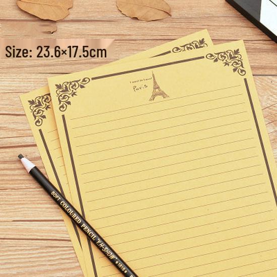 Retro sada papírnictví s dřevěným vzorem: Milostný dopis, Pohlednice, Pozvánka, Přání s úložným sáčkem a pečetním voskem