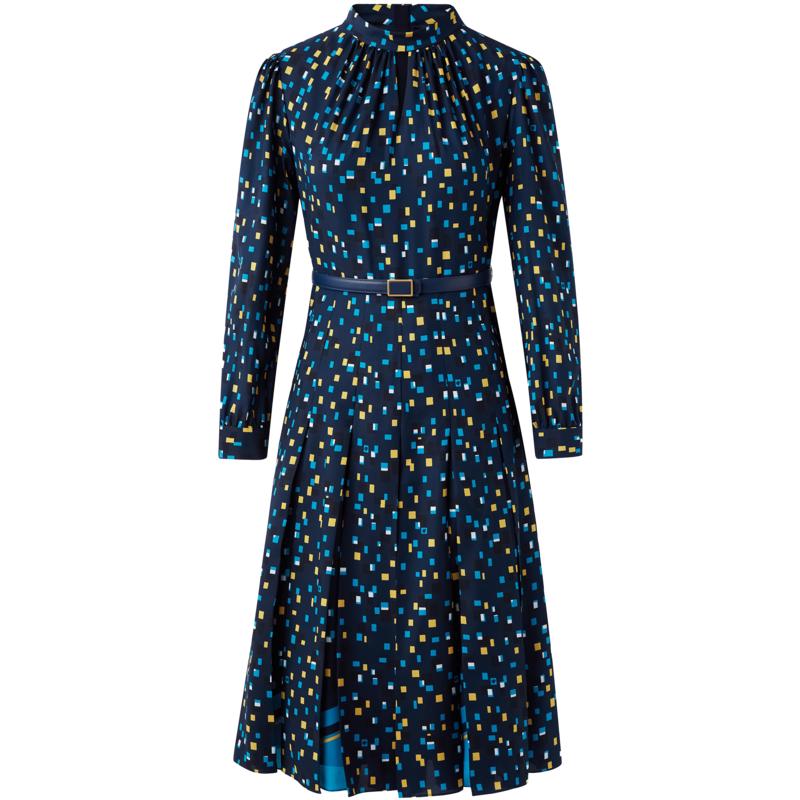 

PORTS Women s Indigo Print Long Sleeve Mid-Length Dress S