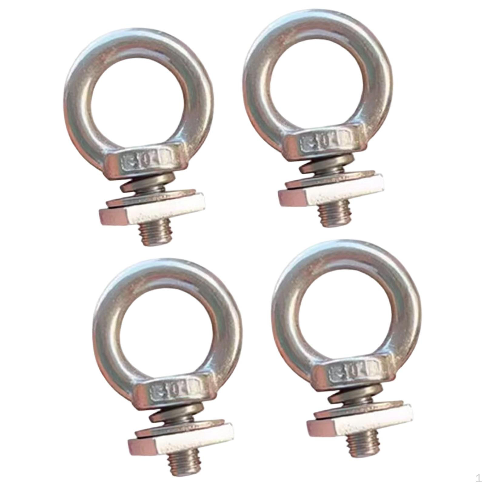 

4 Pieces Eye Bolt T Track Mount Stainless Steel Heavy Duty Nut Tie Down Rings for Ropes серебряный