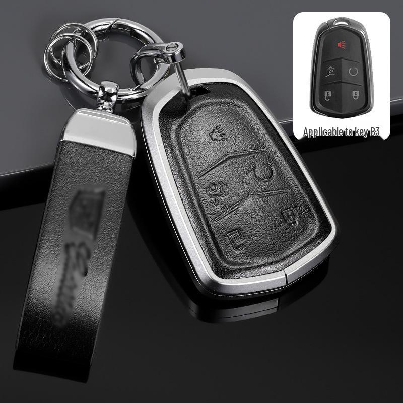 Genuine Leather Key Case for Cadillac XT5, CT5, XTS Key Fob - Unisex Design with Buckle