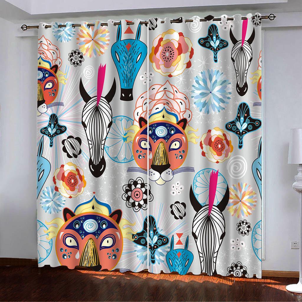 High Density Blackout Curtains Cartoon Animal Cute 3D Digital Printing Blackout Curtains