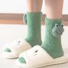 Bear Korean Style Three-dimensional Women Frog Socks Cartoon Hosiery Floor Socks Coral Fleece Socks