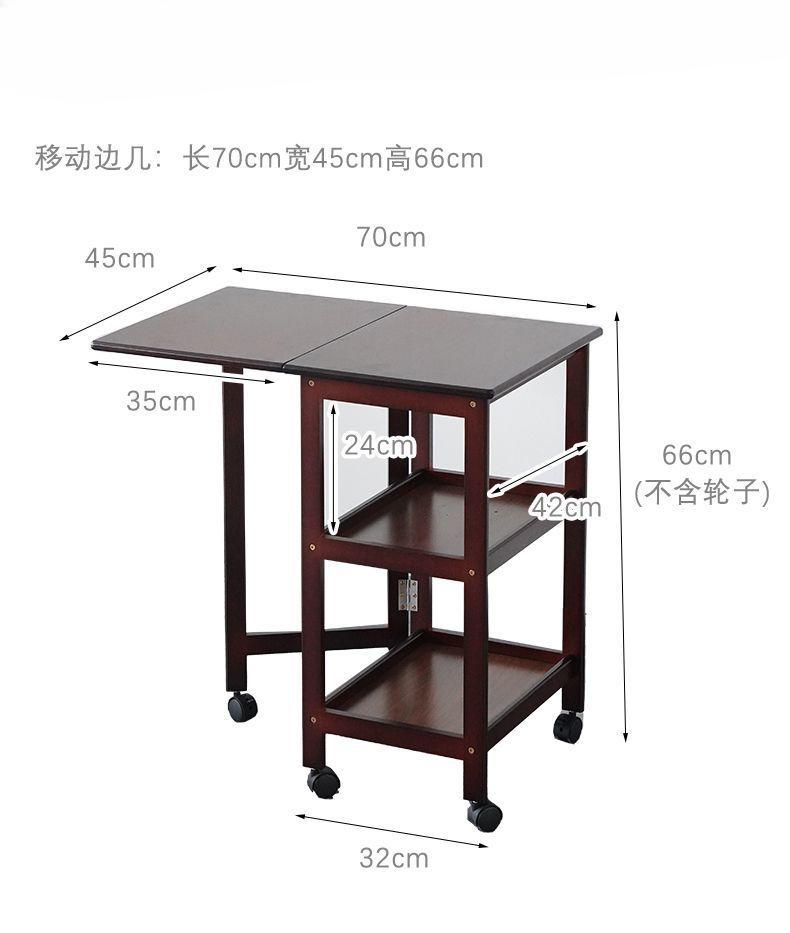 Small Apartment Solid Wood Dining Tables Folding Restaurant Cart Shelf Coffee Shop Side Cabinet with Wheels