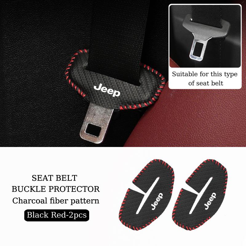 Car Seatbelt Buckle Cover Leather Seatbelt Anti-Scratch Mat Accessories For Jeep Renegade Grand Cherokee Compass Patriot Wrangle AKV1