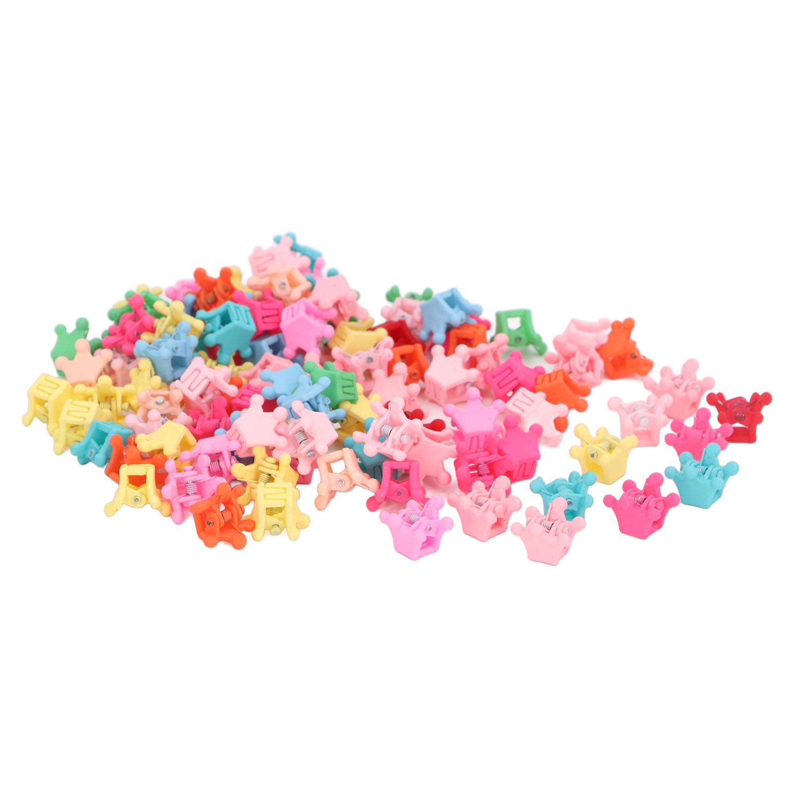 

100 шт. Мини-зажимы для волос в виде короны, разноцветные мультяшные, с сильной фиксацией, милые крошечные зажимы для волос