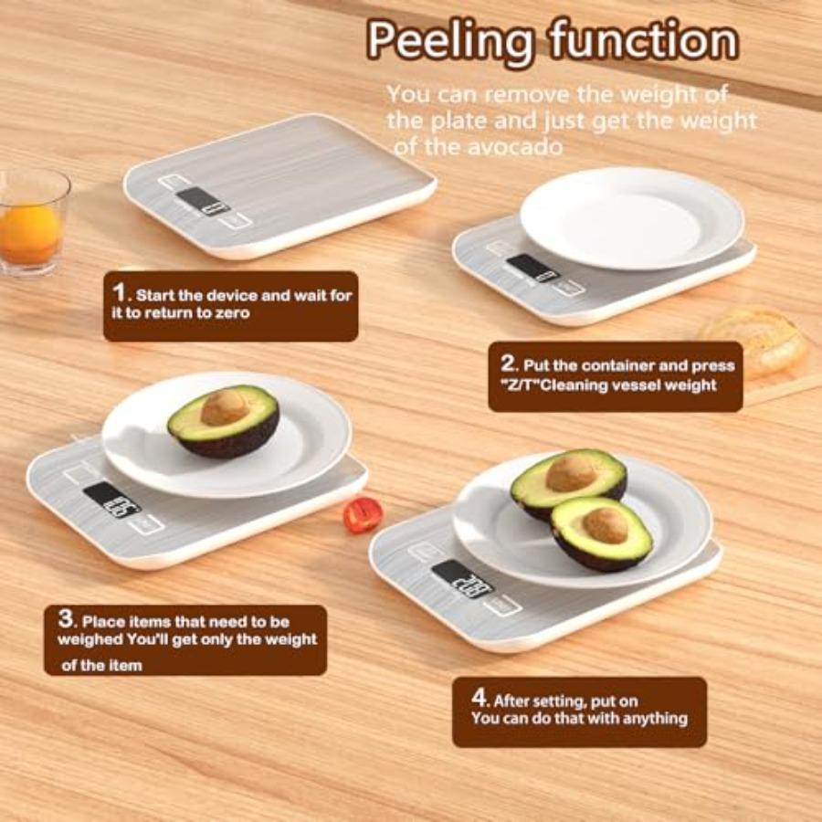 Mini Balance Numérique 10kg/22lb Balance de Cuisine Balance Alimentaire Balance à Café 6 Unités Arrêt Automatique Tare Acier Inoxydable Pile Complémentaire E