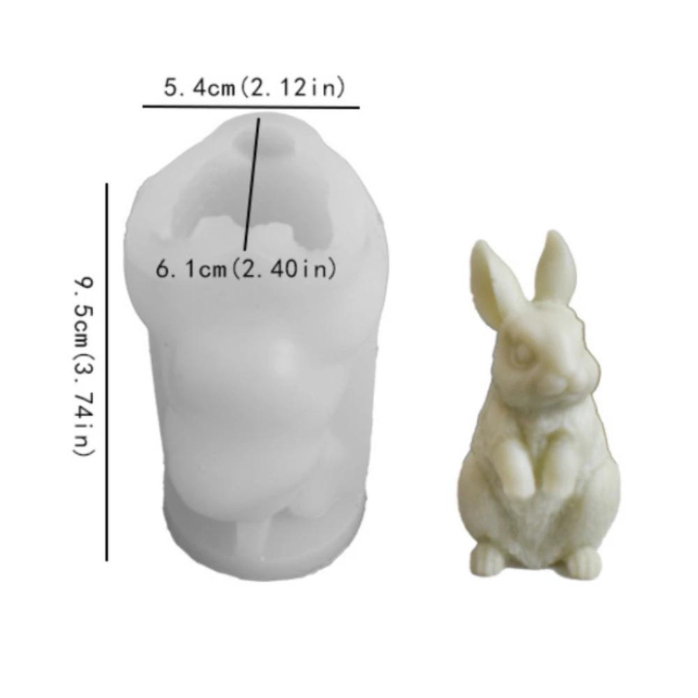 

Силиконовые формы для свечей в виде пасхального кролика, держащие 3D-розу, инструмент для изготовления гипса, животные, смоляные формы, подарки ручной работы на день рождения, домашний декор A