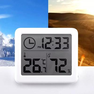 Neues weißes Indoor-Thermometer Elektronische Kunststoff-Digitaluhr Automatische Multifunktions-LCD-Thermometer