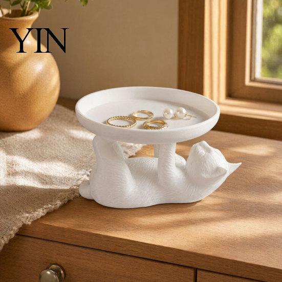 Anti-slip Storage Rack Jewelry Rack, Cat Shape, Anti-Falling Ring Holder, Durable Bathroom Shelf Resin Anti-Slip Space-Saving Organizer, for