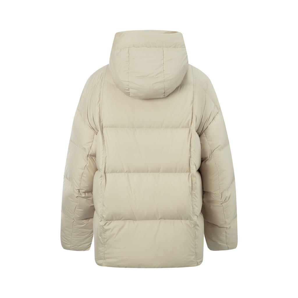 Li Ning Sports Lifestyle Series Mid-Length Hooded Logo Embroidered Down Jacket Women Outerwear AYMV510-6