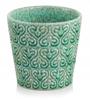 Ceramic flower pot, green, decorative, 14 x 13 cm