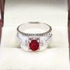 Ruby Oval Cut Gemstone With 925 Sterling Silver Ring For Men's #B543 JL375686402645