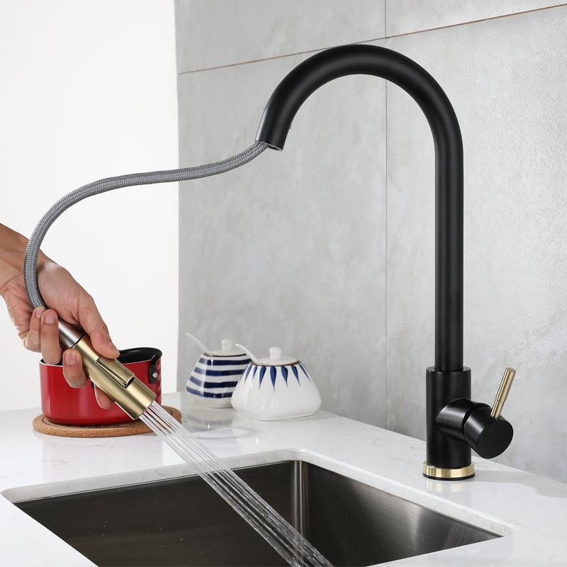 Grifo de Cocina Extraíble de Acero Inoxidable 304: Diseño Telescópico Giratorio Frío y Caliente
