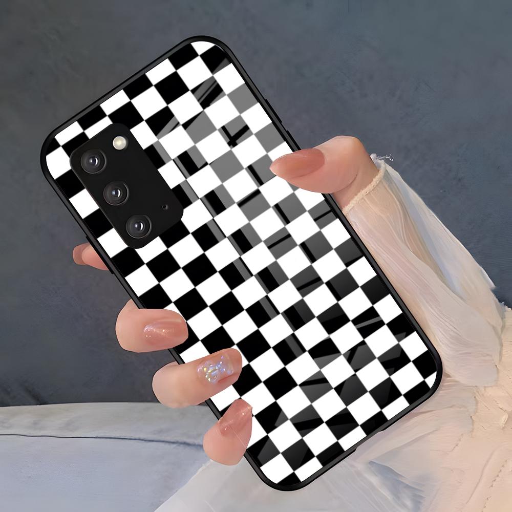 C-förmiges Schachbrettmuster – Stoßfeste Glasabdeckung für Samsung A25, A13, A33 5G, A54, A36, A35, A56, A52, A14