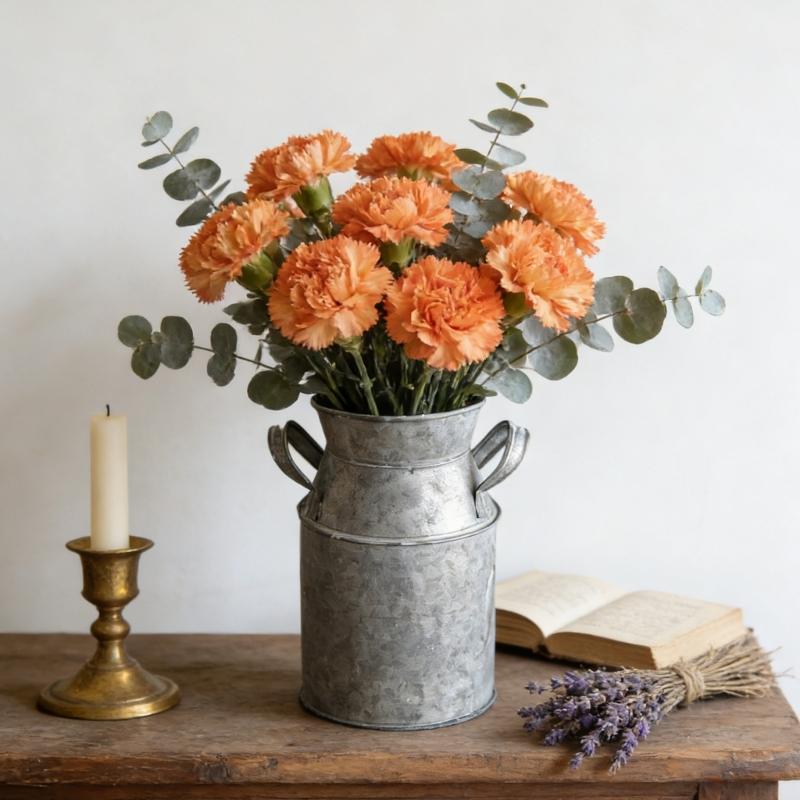 Retro French Pitcher Vases Metal Rustics Vases for Dried Flower,Farmhouse Decorative Pitchers Rustics Milk Jugs Vases