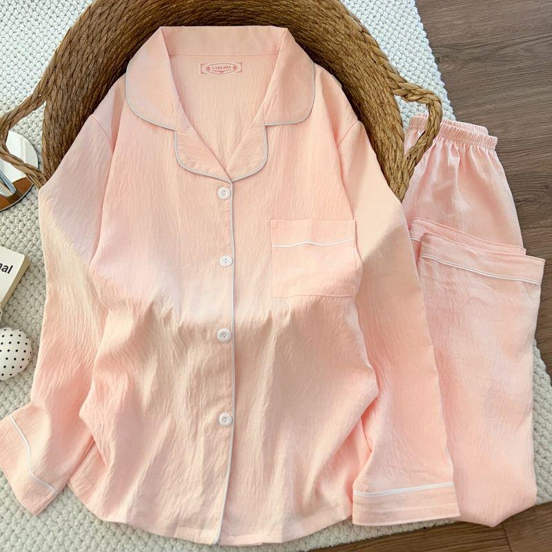 2026 Spring/Autumn Women's Cloud Cotton Pajama Set - Sweet, Long-Sleeve Top & Pants