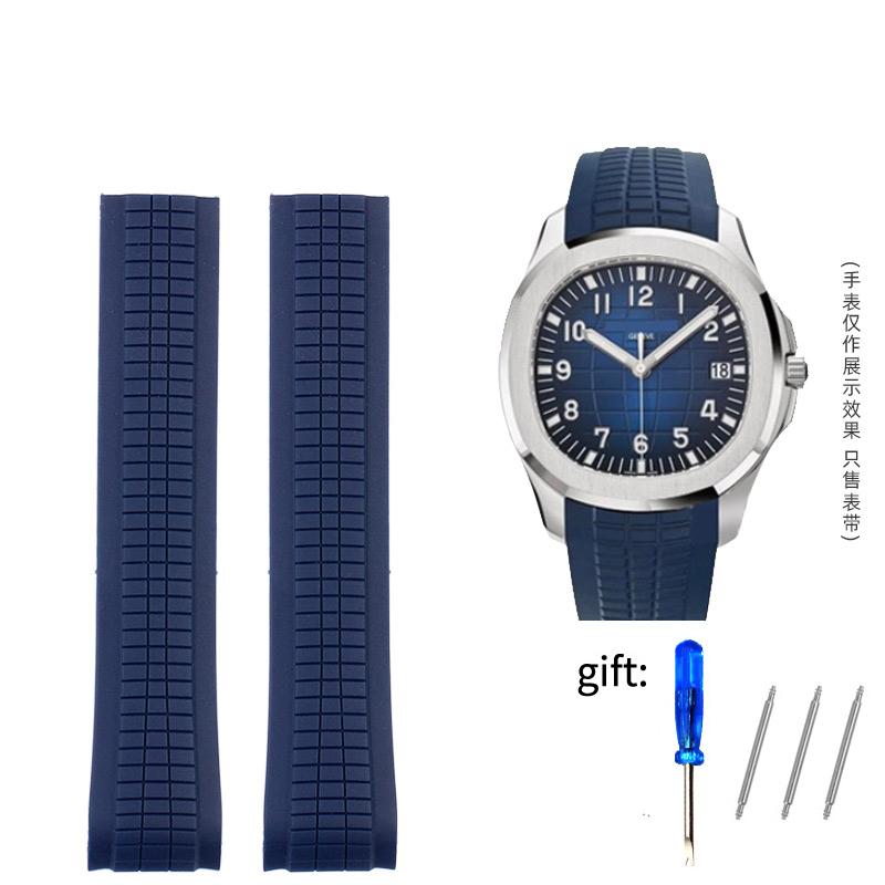 Men's Bracelet Silicone Rubber Watchband For Patek Watch Strap for Aquanaut Philippe Series 5164a 5167a Butterfly Buckle 21mm