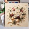 DIY 5D Pearl Painting Kit Framed with White Floral Bouquet and Red Berries Sparkling Bead Canvas Art Creative Gift for Nursery Room Decor