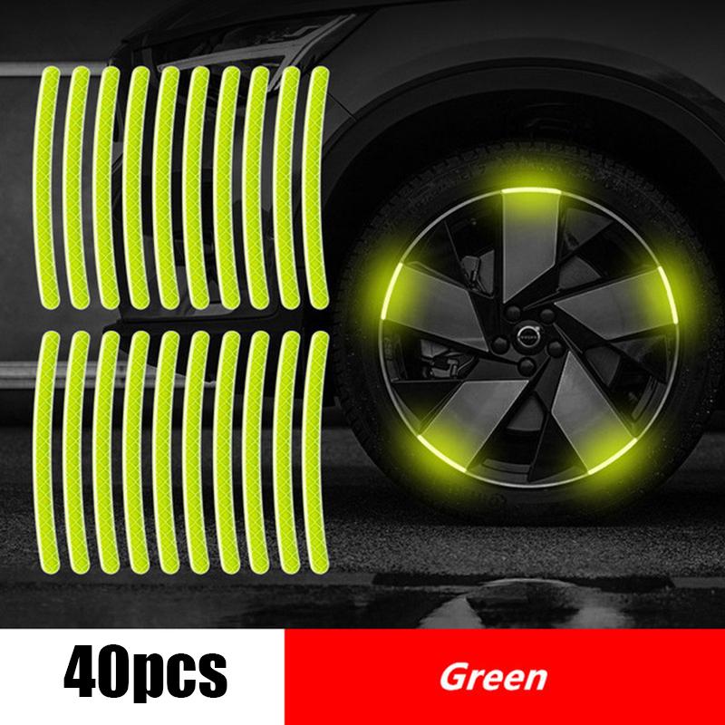 20Pcs Auto Motorcycle Bicycle Car Wheel Hub Reflective Sticker Luminous Stripes Tire Rim Reflective Sticker Night Safety Tape