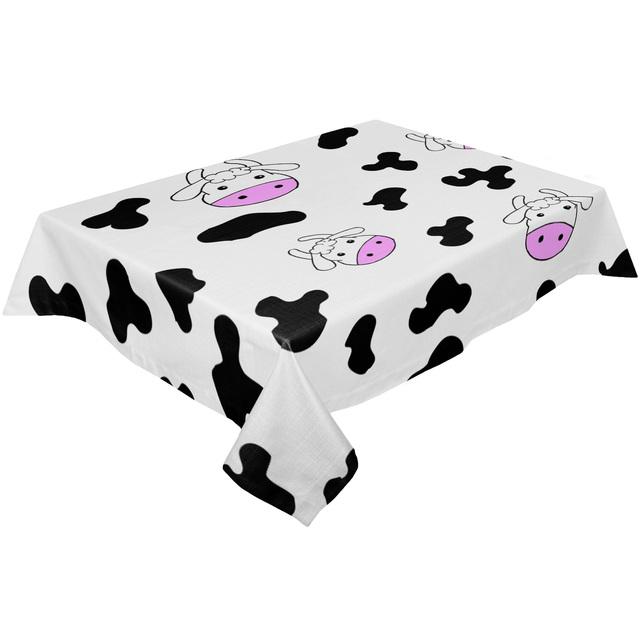 Cow Fur Pattern Black White Round Tablecloth Waterproof Wedding Table Decor Tablecloth Kitchen Dinning Table Cover