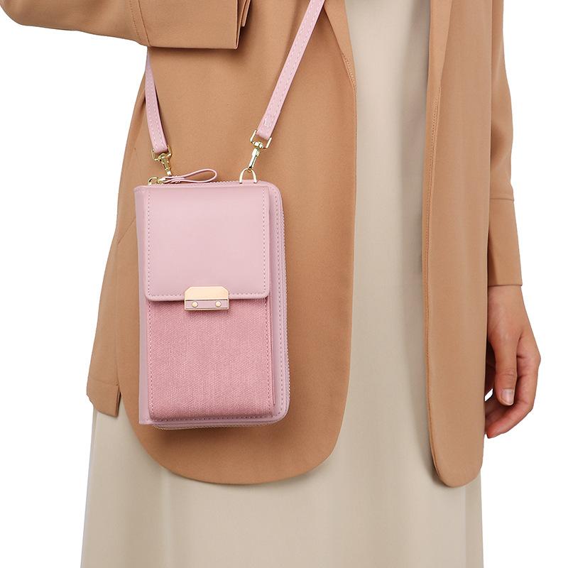 Dámská móda Kabelky na zip na telefony se spojkou Pu Kožené peněženky Malé crossbody kabelky