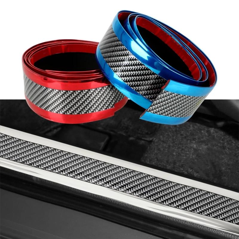 Car Threshold Protection Bumper Film Sticker Car Styling Carbon Fiber Anti Scratch Door Sill Protector Rubber Strip Car