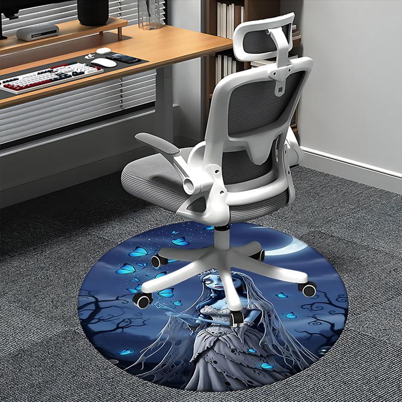 

Elegant Blue Butterfly Moon Round Chair Mat - Home Decor , Office Rug , Gift for Any Room0150b 80cm by 80cm