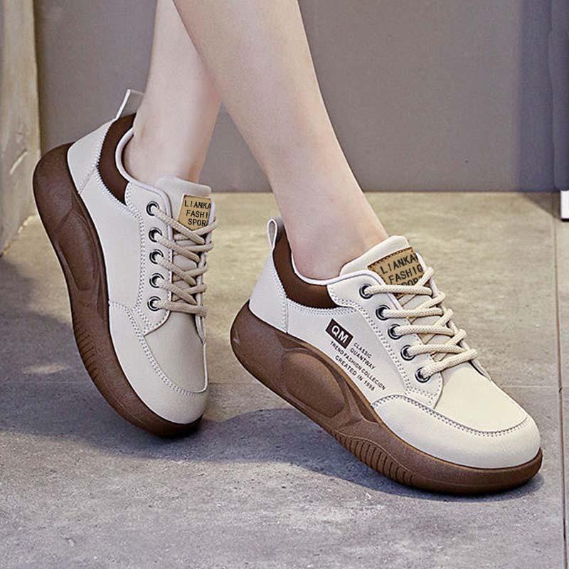 Низкие студенческие 22 осень новые легкие спортивные кожаные на платформе повседневные кеды 35
