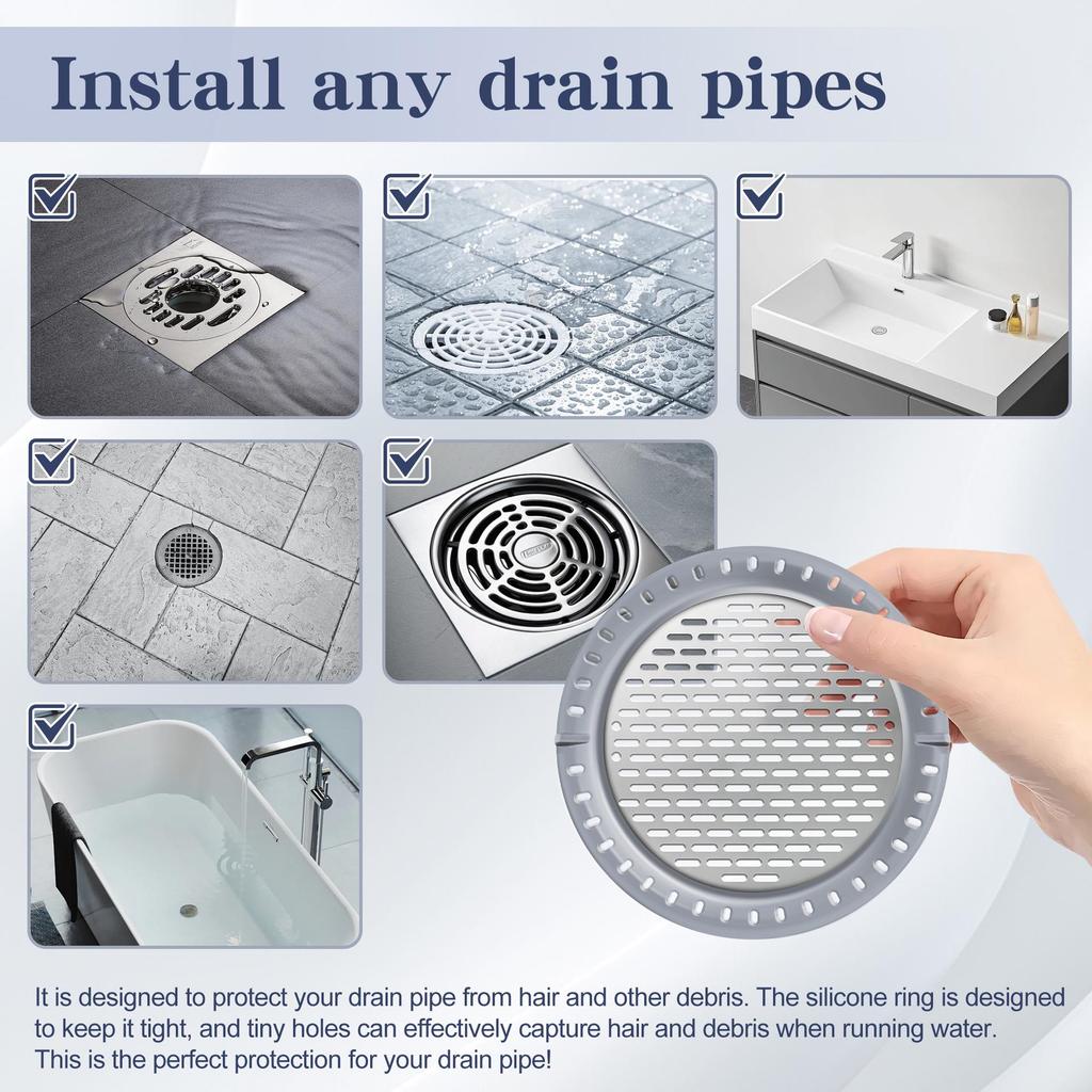 Stainless Steel Anti-Clog Shower Drain Hair Filter Cover