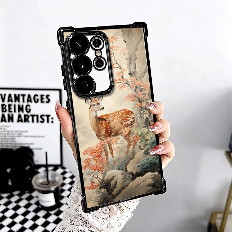 Sika Deer Elk Animal Plating Phone Case For Samsung Galaxy S24 S25 FE S26 Edge S23 Ultra S22 S21 Plus S20 Anti-Fall Airabag Cove