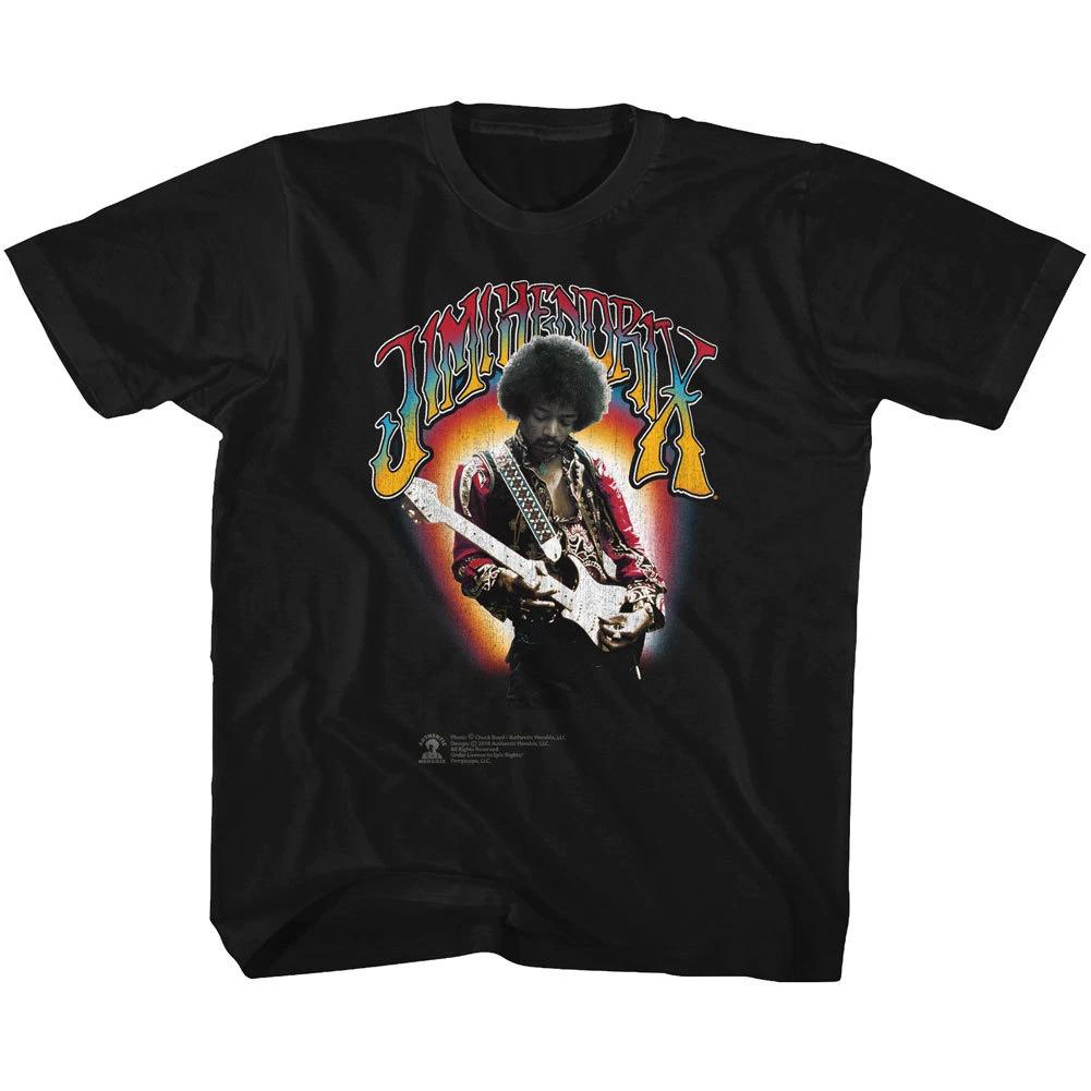 Jimi Hendrix Colorful Photo Playing Guitar Youth T Shirt Rock Music 4XL