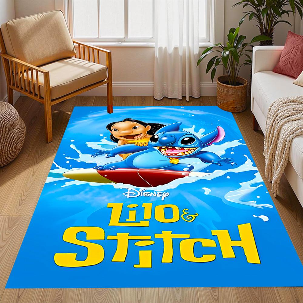Lilo And Stitch Dance Party Disney Cartoon Theme Anti-Slip Rug - Polyester, Home Decor, Suitable for Bedrooms, Living Rooms, Doorways, and Studios