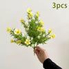 3pcs 7 Fork of Plants Jasmine Small Wild Chrysanthemum Flower Arrangement with Grass Nordic Home Decoration Pastoral Fake Flower
