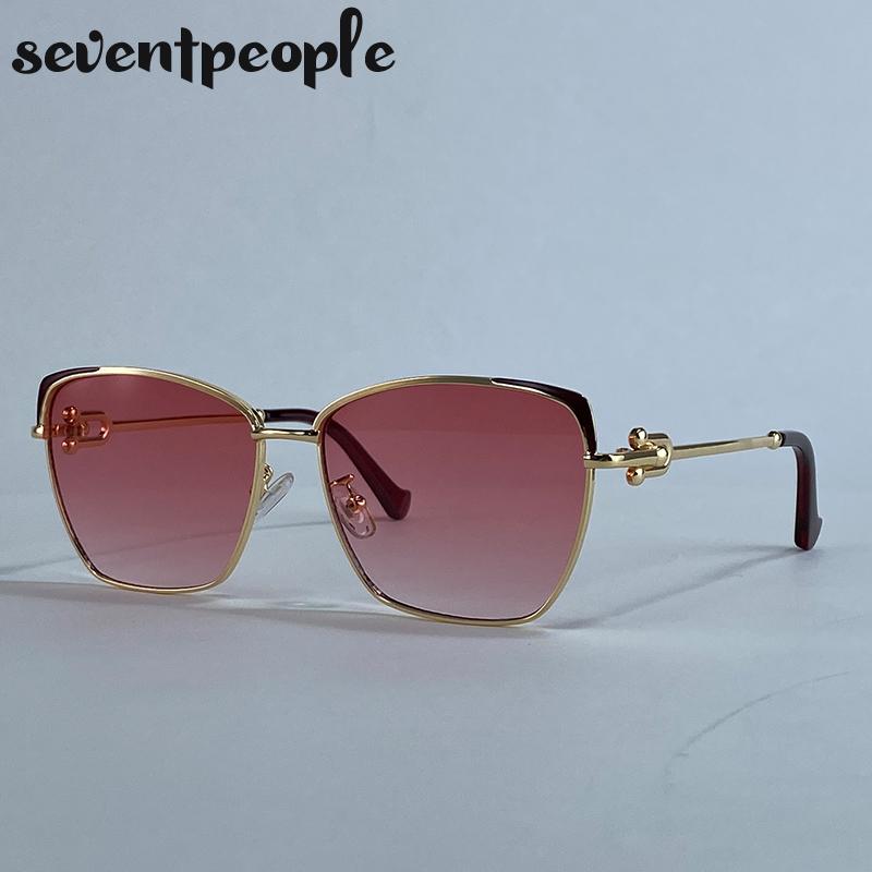 

Oversized Sexy Cat Eye Sunglasses Women Luxury Brand Trendy Metal Square Sunglass For Ladies Vintage Driving Shades UV400
