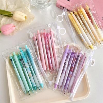 6 teil/satz Schöne Gel Stift mit Lagerung Tasche Einfachheit Candy Farbe Schreibwaren Gel Stift 0,5mm Schwarz Tinte Sammelalbum Stift schreiben Liefert