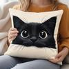 1pc Cute Black Cat Pillowcase, Fat Cat Pattern Cushion Cover, Easy Style Home Decor Pillowcase - Zipper Closure - Machine Washable - Suitable for Livi