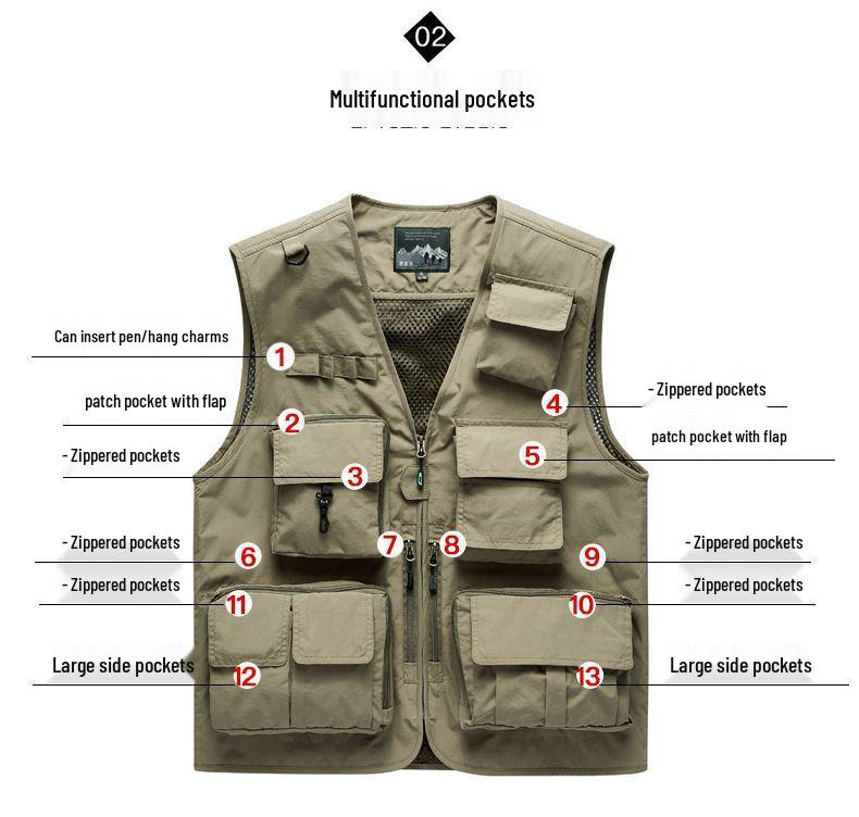 Individuelle reflektierende Arbeitsweste mit mehreren Taschen für Damen und Herren, geeignet für alle Jahreszeiten und ideal für Gruppenkäufe & Fotografie.