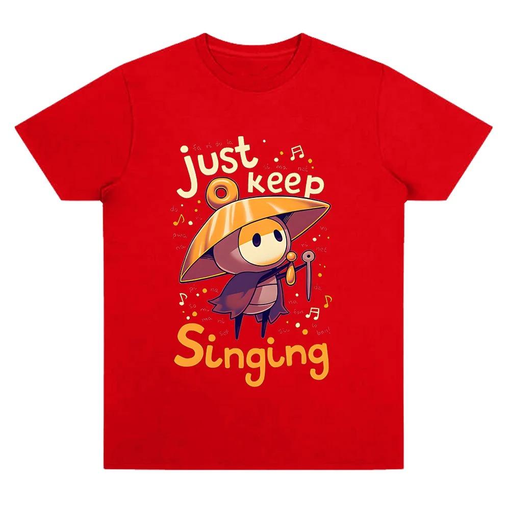Sherma TShirt Just Keep Singing Hollow Knight Silksong Cartoon Graphic Tee  Unisex 100 Cotton Soft Comfort Y2K TShirt S
