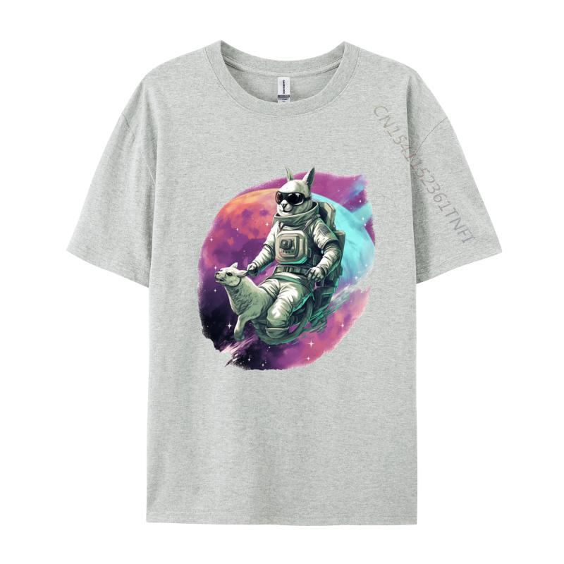 Astronaut Känguru Reitet Auf Einem Pferd T-Shirt für Männer Tier T-Shirts Verrückte Oberteile T-Shirts Im Angebot Grafik T-Shirts