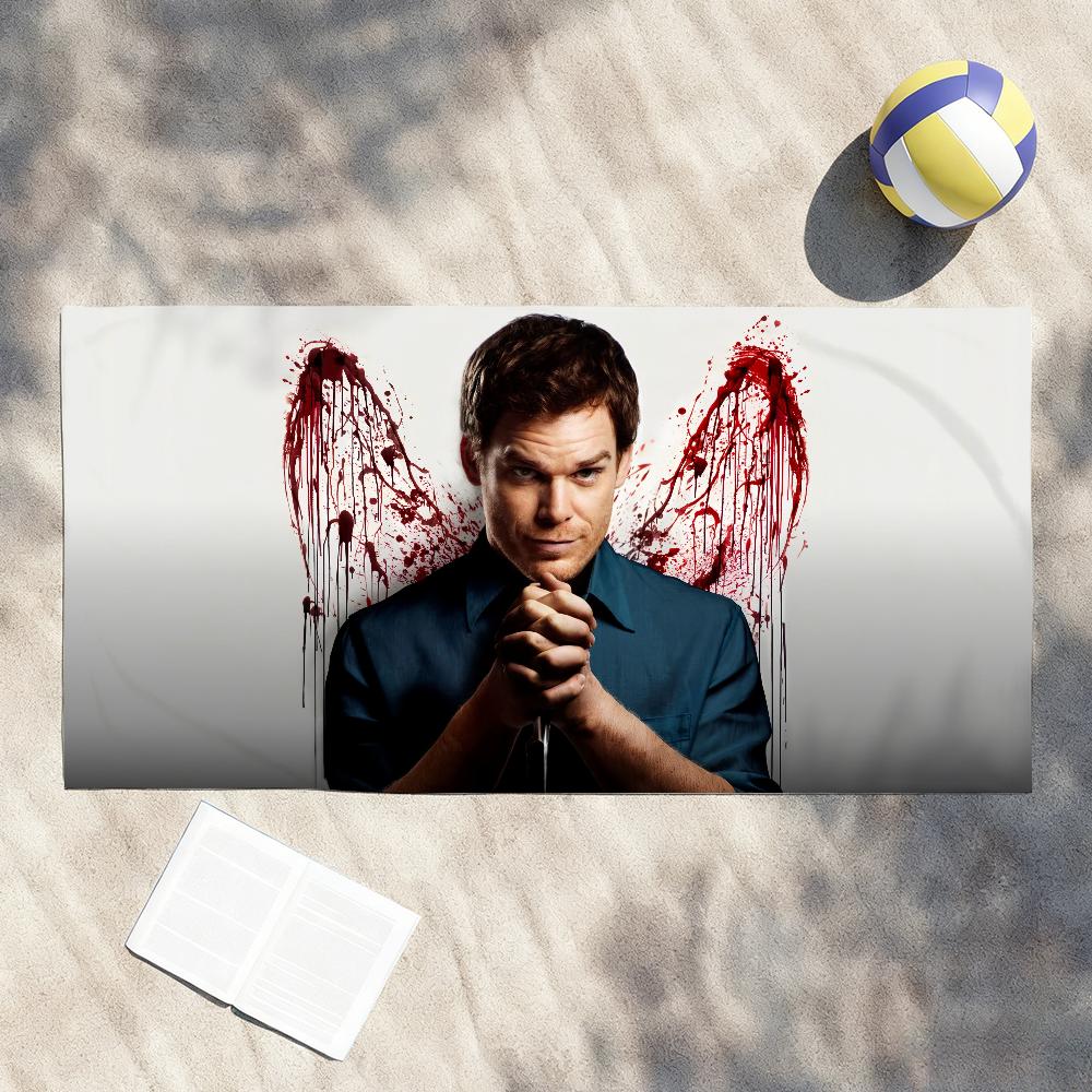Classic TV Dexter Towel Soft Lightweight Anti-Sand Large Beach Towel Quick-Drying Bath Sports Family